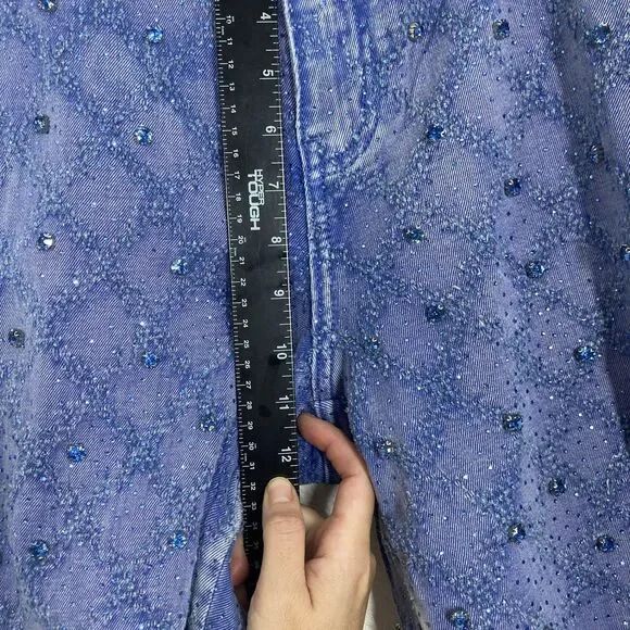 Vicious Authentic Denim Shorts Mens 36 Blue Embellished Cargo Studded Streetwear